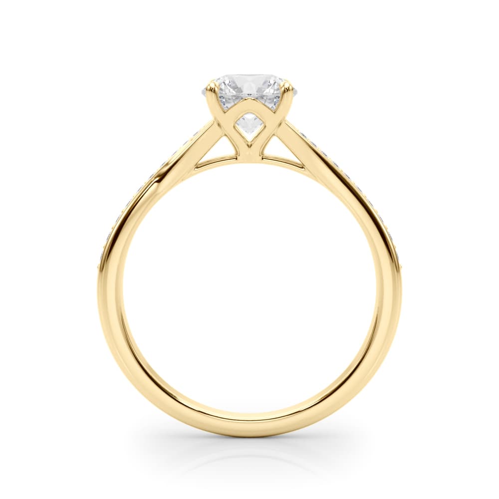Bypass Single Row Prong Set Engagement Ring, style 85321, Side view in yellow gold