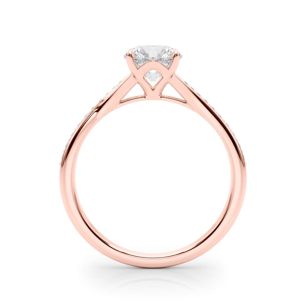 Bypass Single Row Prong Set Engagement Ring, style 85321, Side view in rose gold