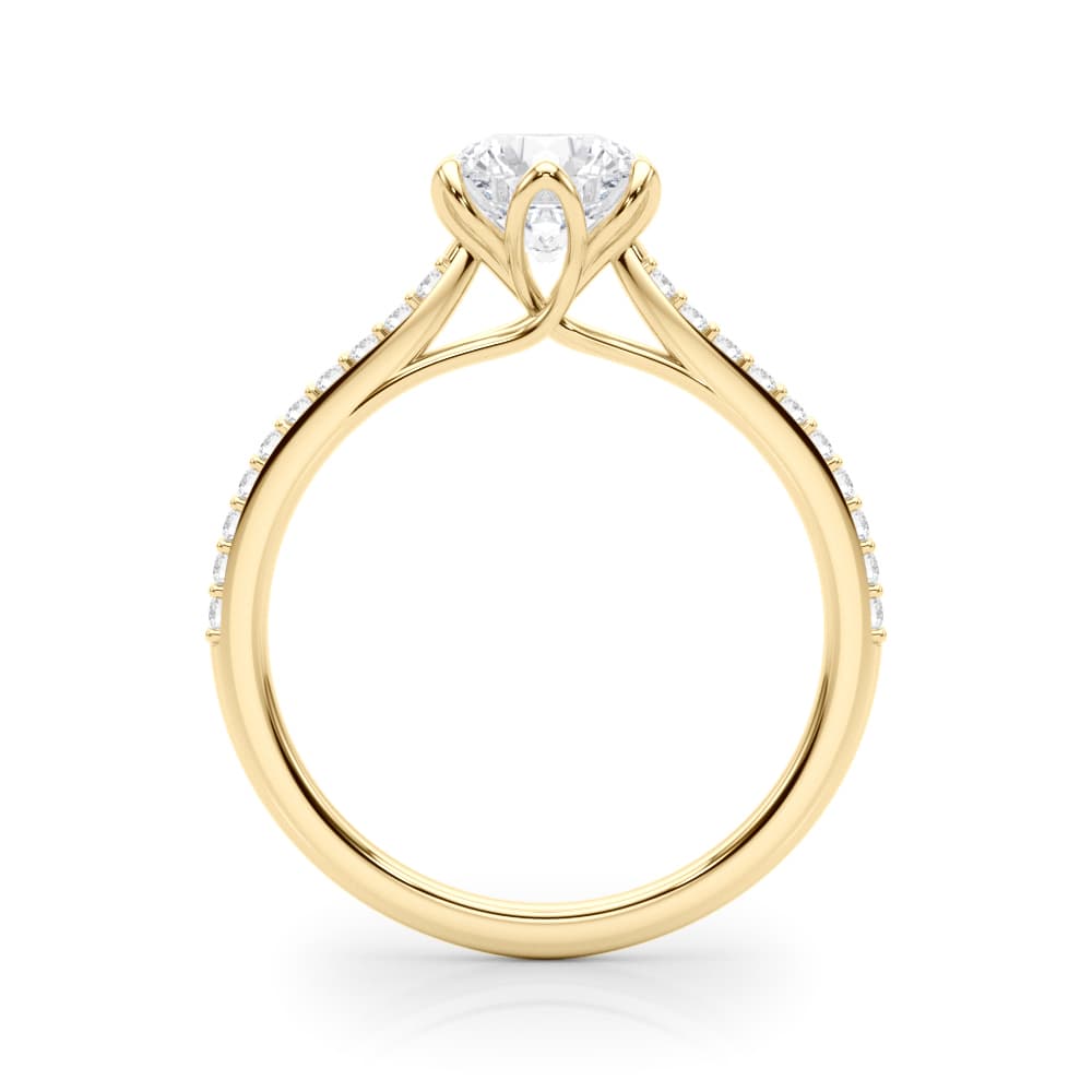 6-Prong Single Row Round Engagement Ring, style 85322, Side view in yellow gold