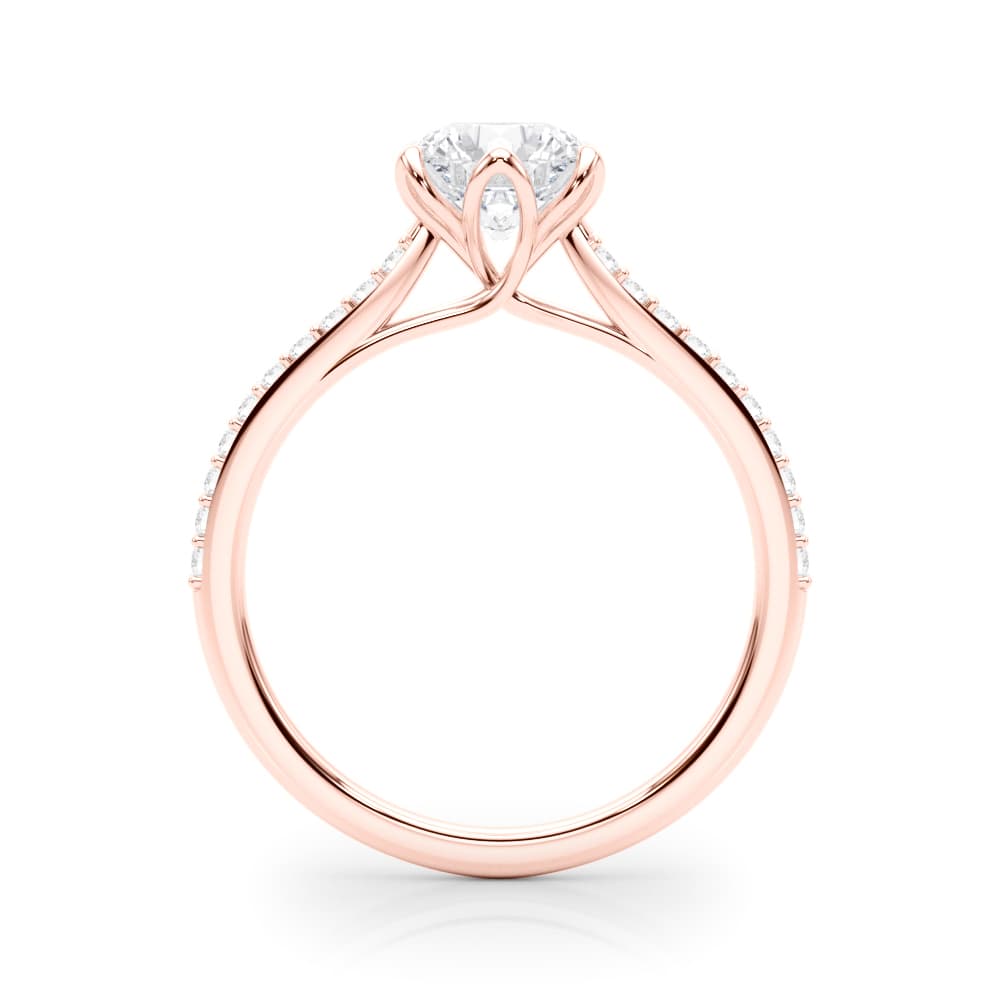 6-Prong Single Row Round Engagement Ring, style 85322, Side view in rose gold
