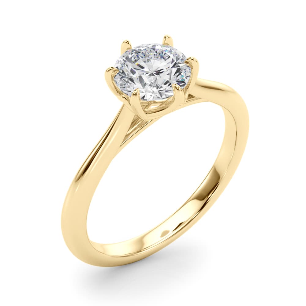 Round Solitaire Engagement Ring, style 85324, Angle view in yellow gold