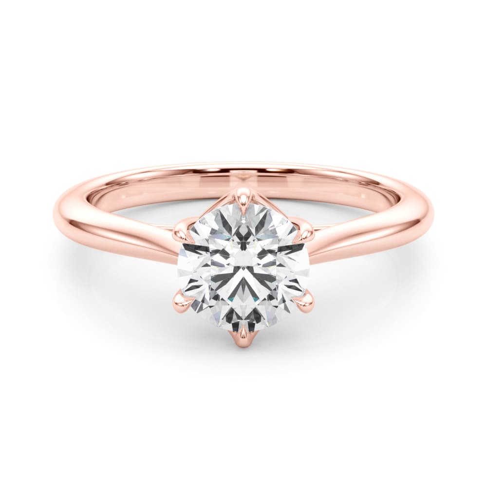 Round Solitaire Engagement Ring, style 85324, On hand view in rose gold