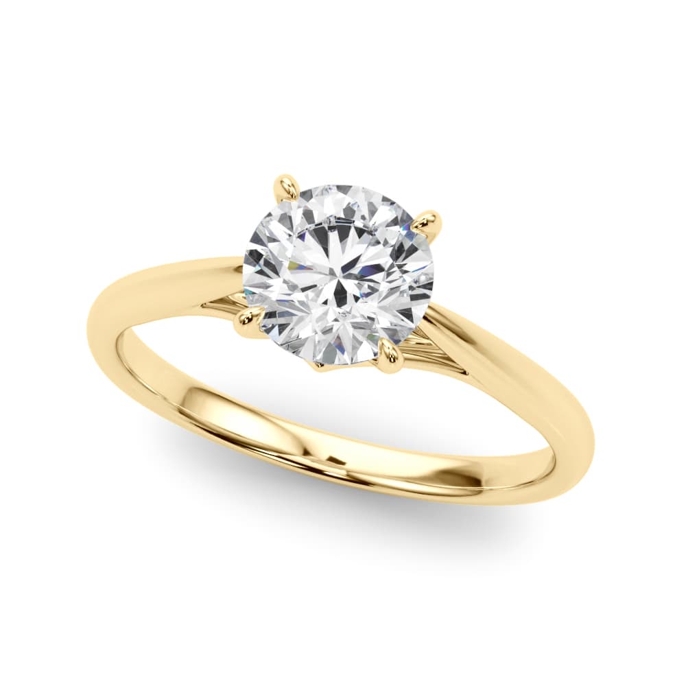 Solitaire Round Engagement Ring, style 85325, Front view in yellow gold
