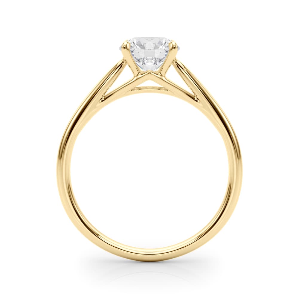 Solitaire Round Engagement Ring, style 85325, Side view in yellow gold