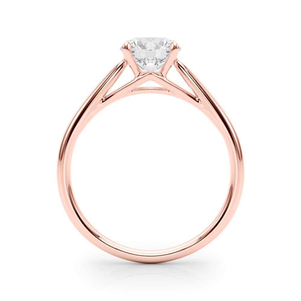 Solitaire Round Engagement Ring, style 85325, Side view in rose gold