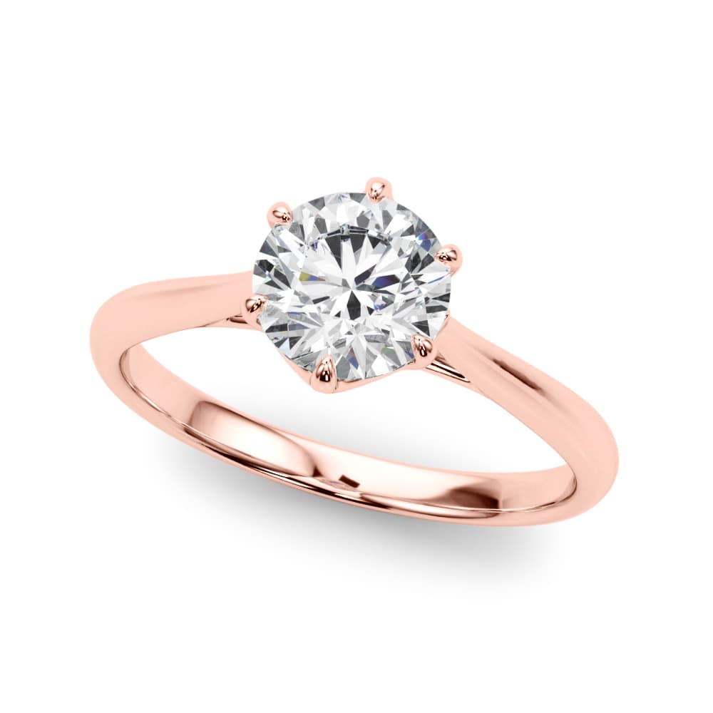 Solitaire Round Engagement Ring, style 85326, Front view in rose gold