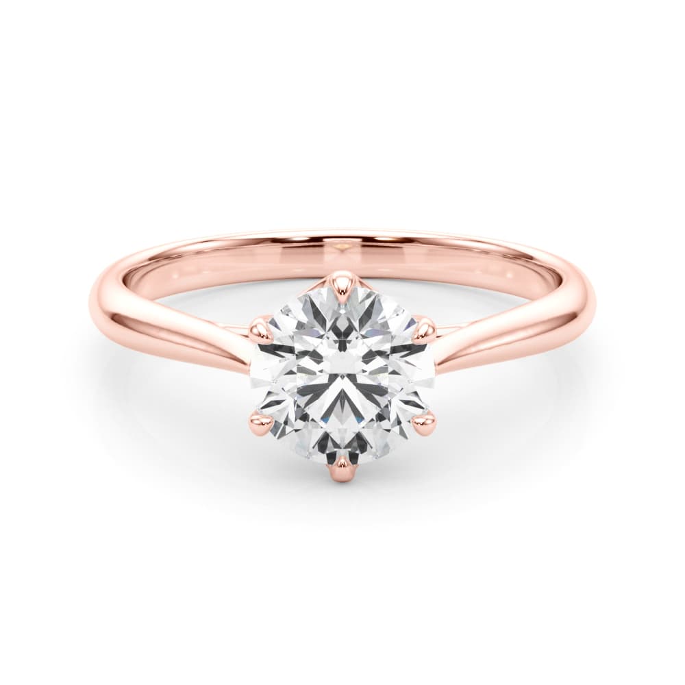 Solitaire Round Engagement Ring, style 85326, On hand view in rose gold
