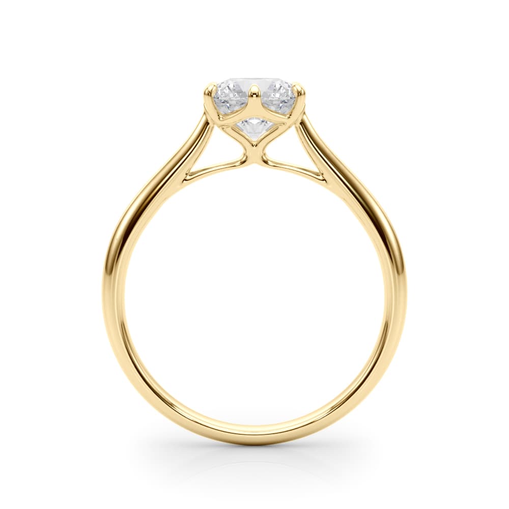 Solitaire Round Engagement Ring, style 85326, Side view in yellow gold