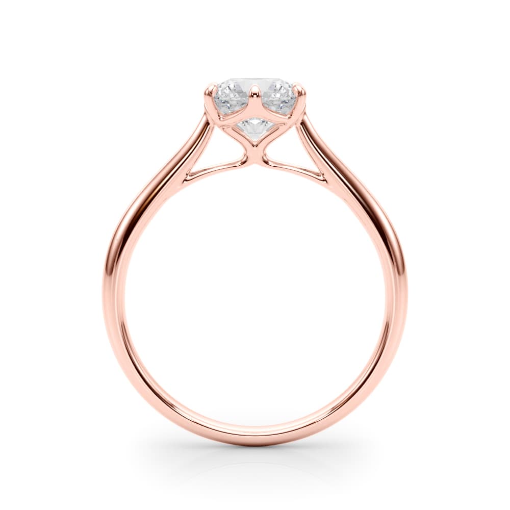 Solitaire Round Engagement Ring, style 85326, Side view in rose gold