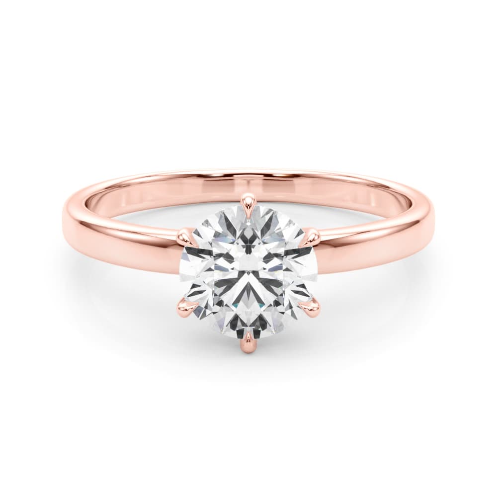Solitaire Engagement Ring, style 85327, On hand view in rose gold