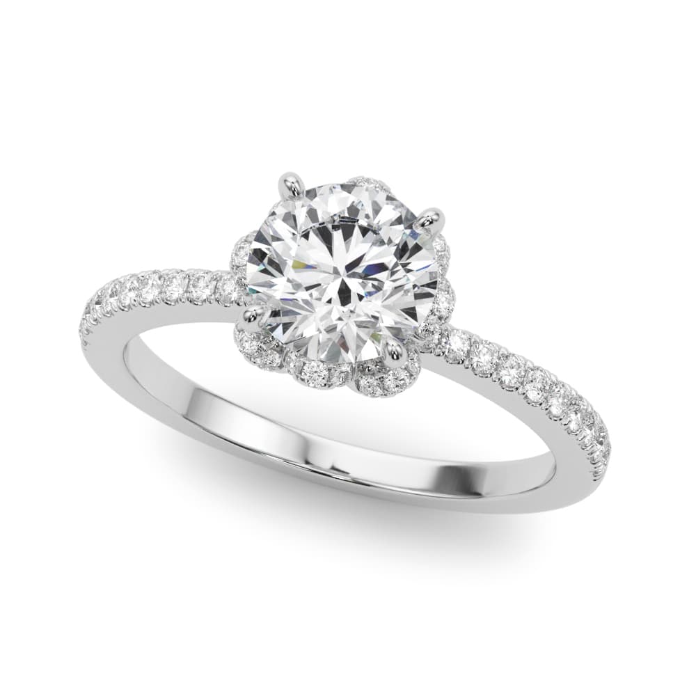 Prong Set Halo Engagement Ring — style 85328 in 10k White Gold