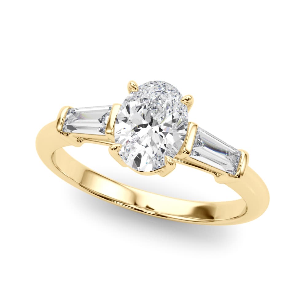3 Stone Ov ctr Tb Sides, style 85329, Front view in yellow gold