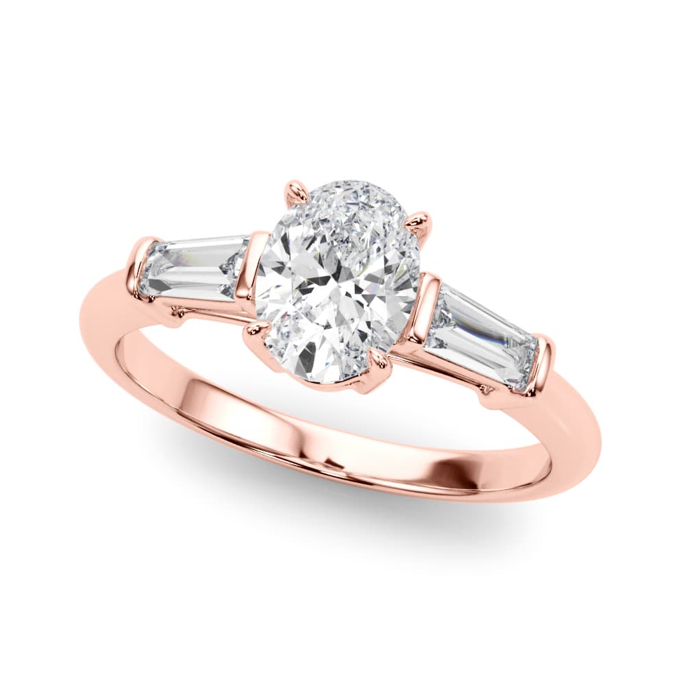 3 Stone Ov ctr Tb Sides, style 85329, Front view in rose gold