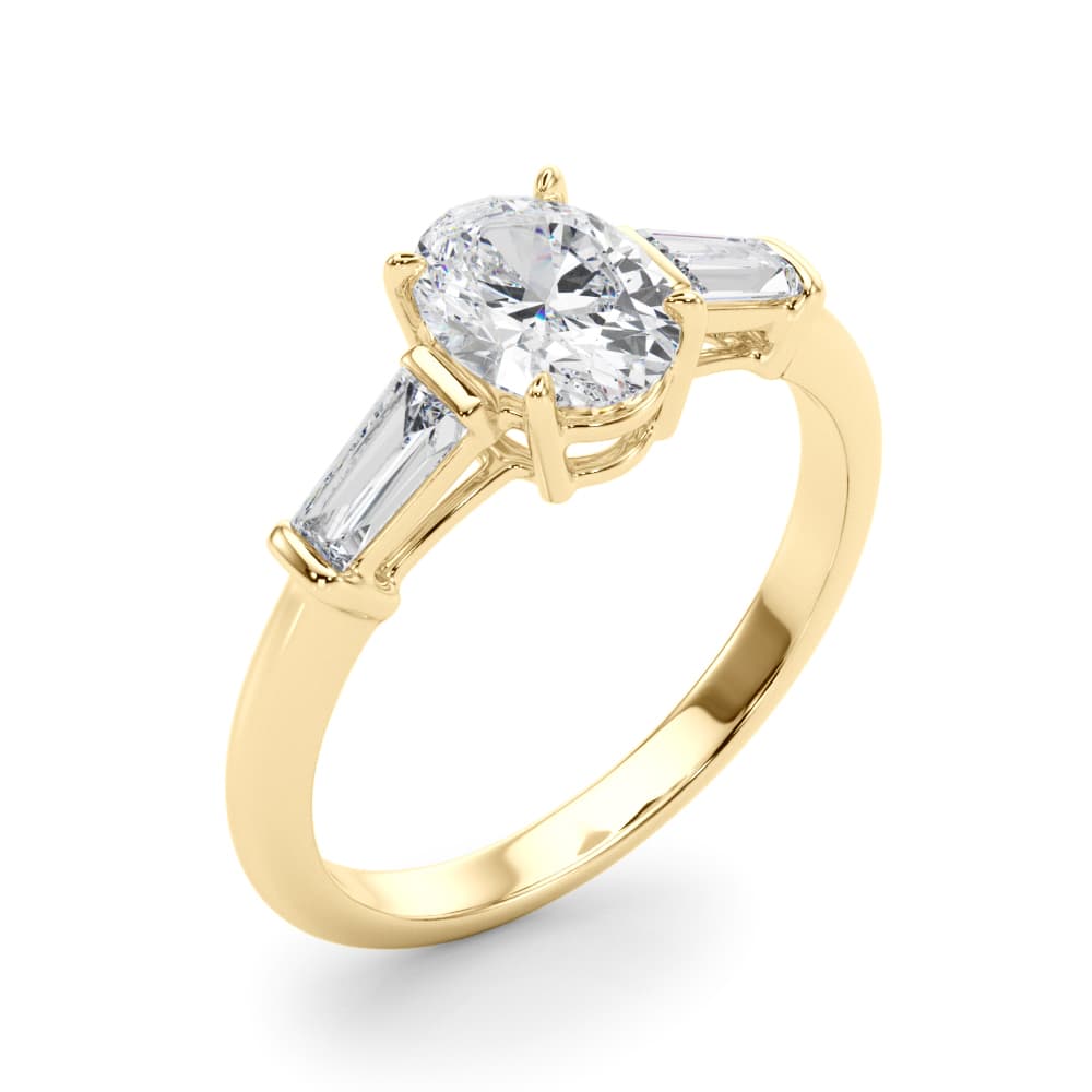 3 Stone Ov ctr Tb Sides, style 85329, Angle view in yellow gold