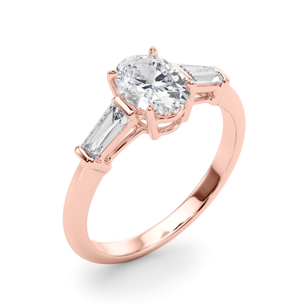 3 Stone Ov ctr Tb Sides, style 85329, Angle view in rose gold