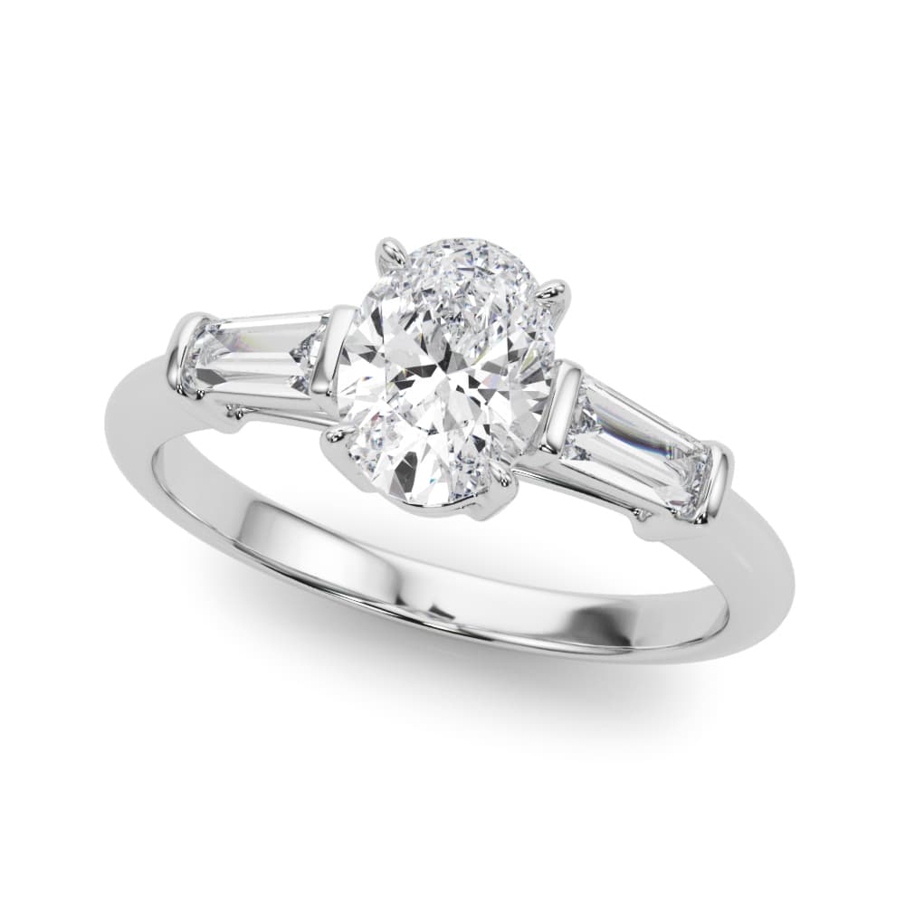 3 STONE OV CTR TB SIDES — style 85329 in 10k White Gold