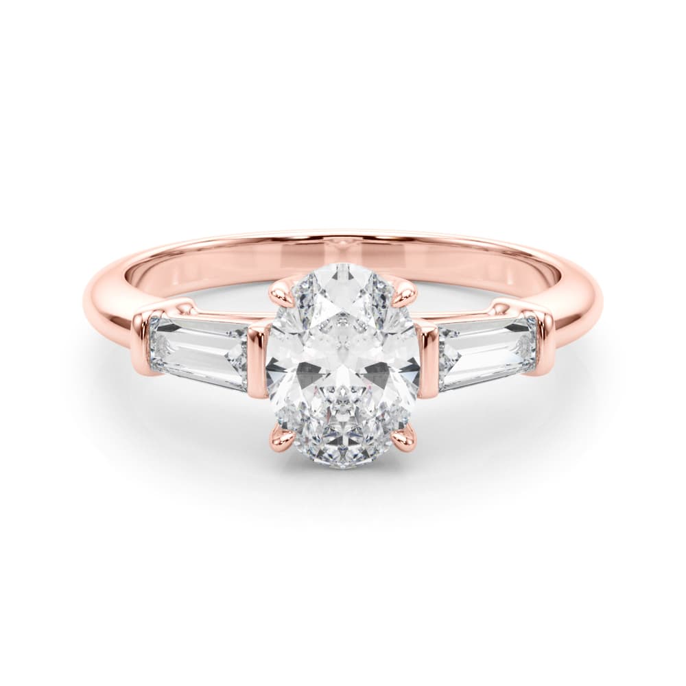 3 Stone Ov ctr Tb Sides, style 85329, On hand view in rose gold