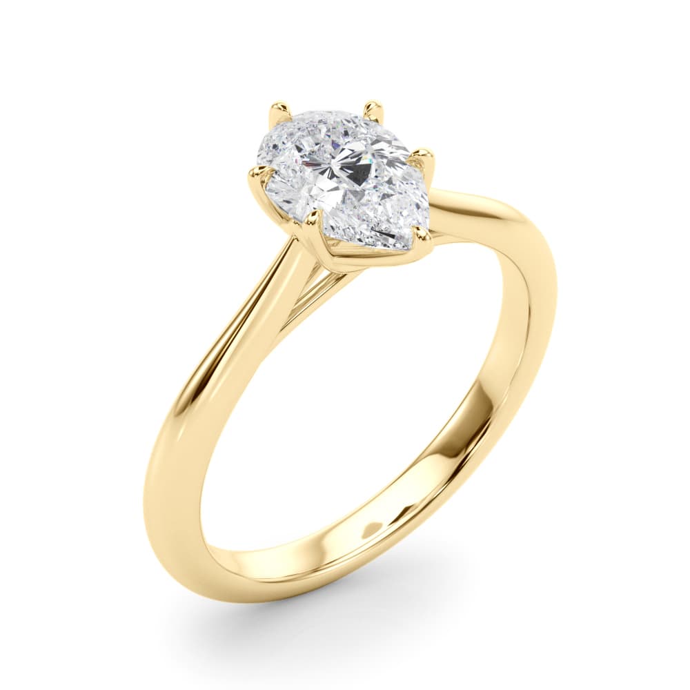 Pear Solitaire Engagement Ring, style 85331, Angle view in yellow gold