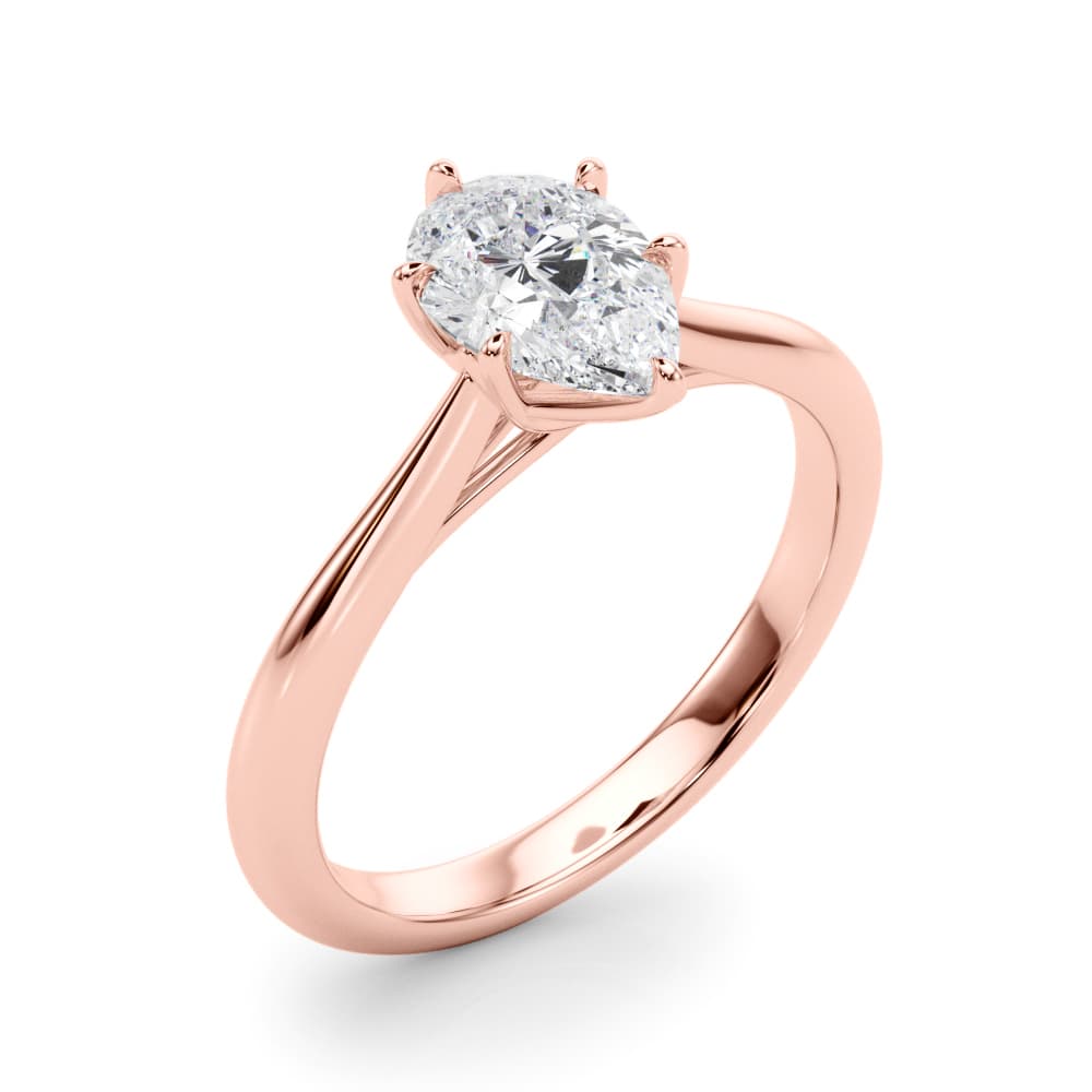 Pear Solitaire Engagement Ring, style 85331, Angle view in rose gold