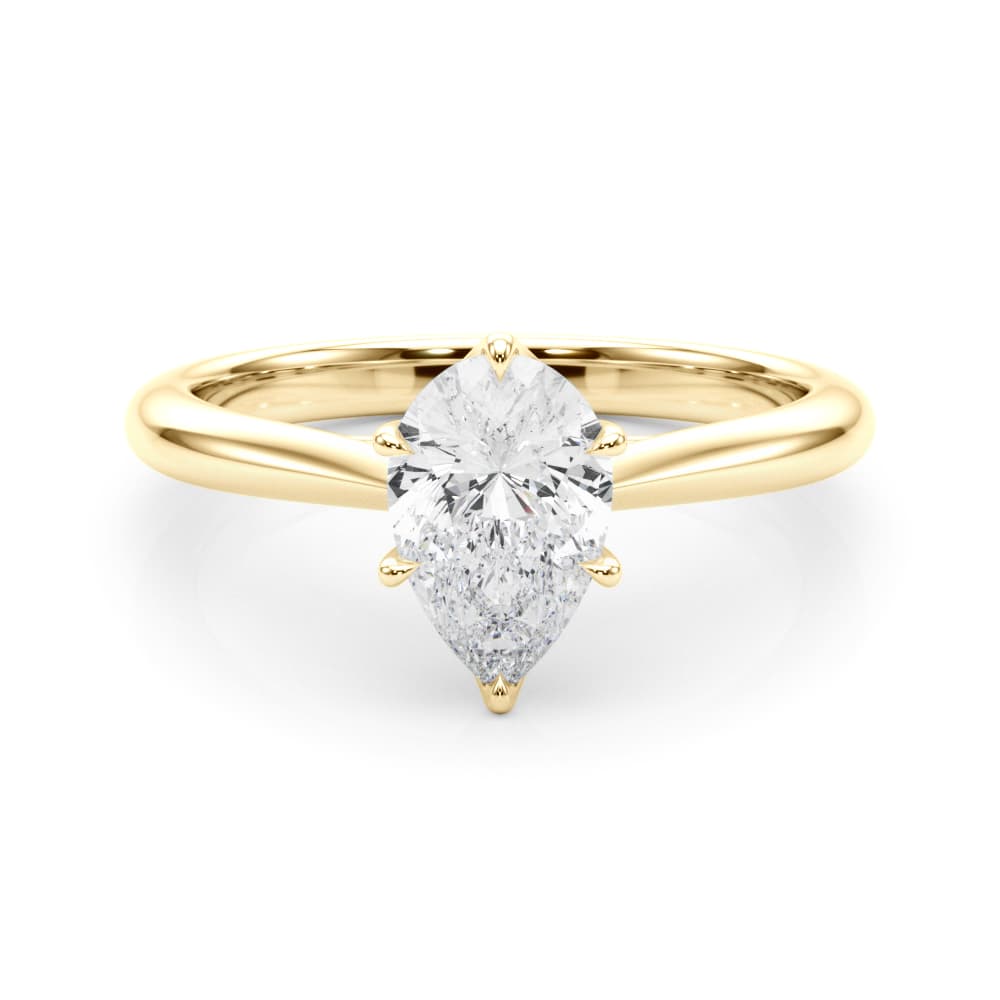 Pear Solitaire Engagement Ring, style 85331, On hand view in yellow gold