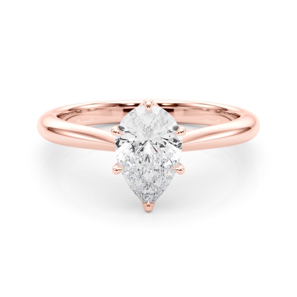 Pear Solitaire Engagement Ring, style 85331, On hand view in rose gold