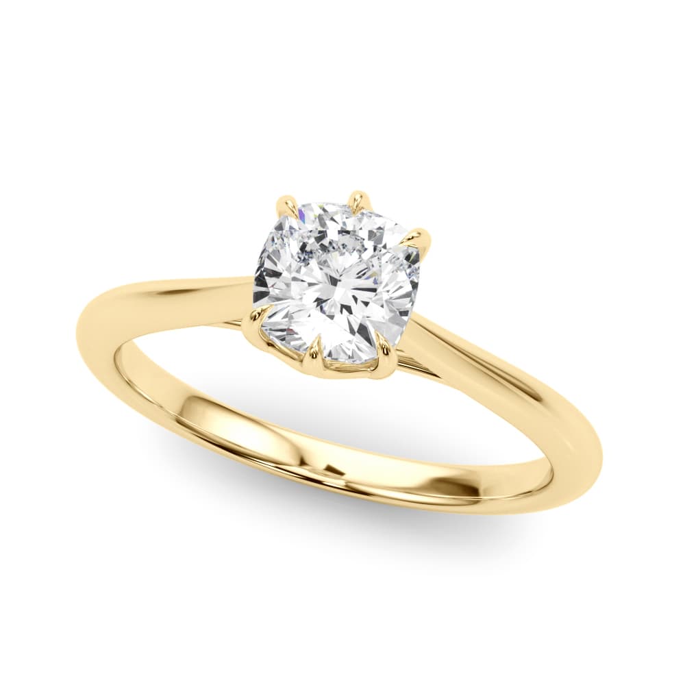 Solitaire 3.8x3.8 Cushion, style 85332, Front view in yellow gold
