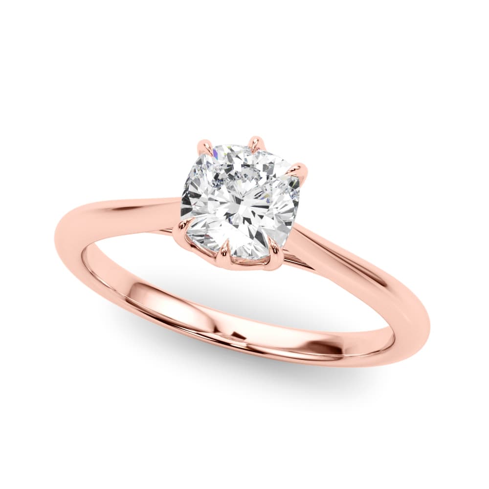 Solitaire 3.8x3.8 Cushion, style 85332, Front view in rose gold