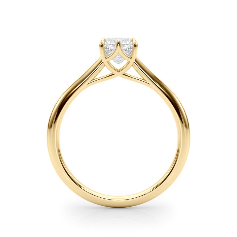 Solitaire 3.8x3.8 Cushion, style 85332, Side view in yellow gold