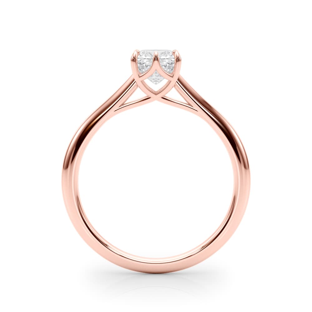Solitaire 3.8x3.8 Cushion, style 85332, Side view in rose gold