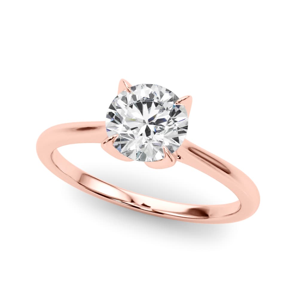 Solitaire Round Engagment, style 85333, Front view in rose gold