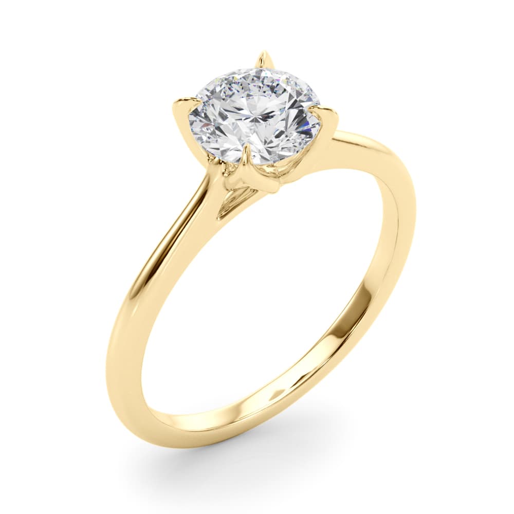 Solitaire Round Engagment, style 85333, Angle view in yellow gold