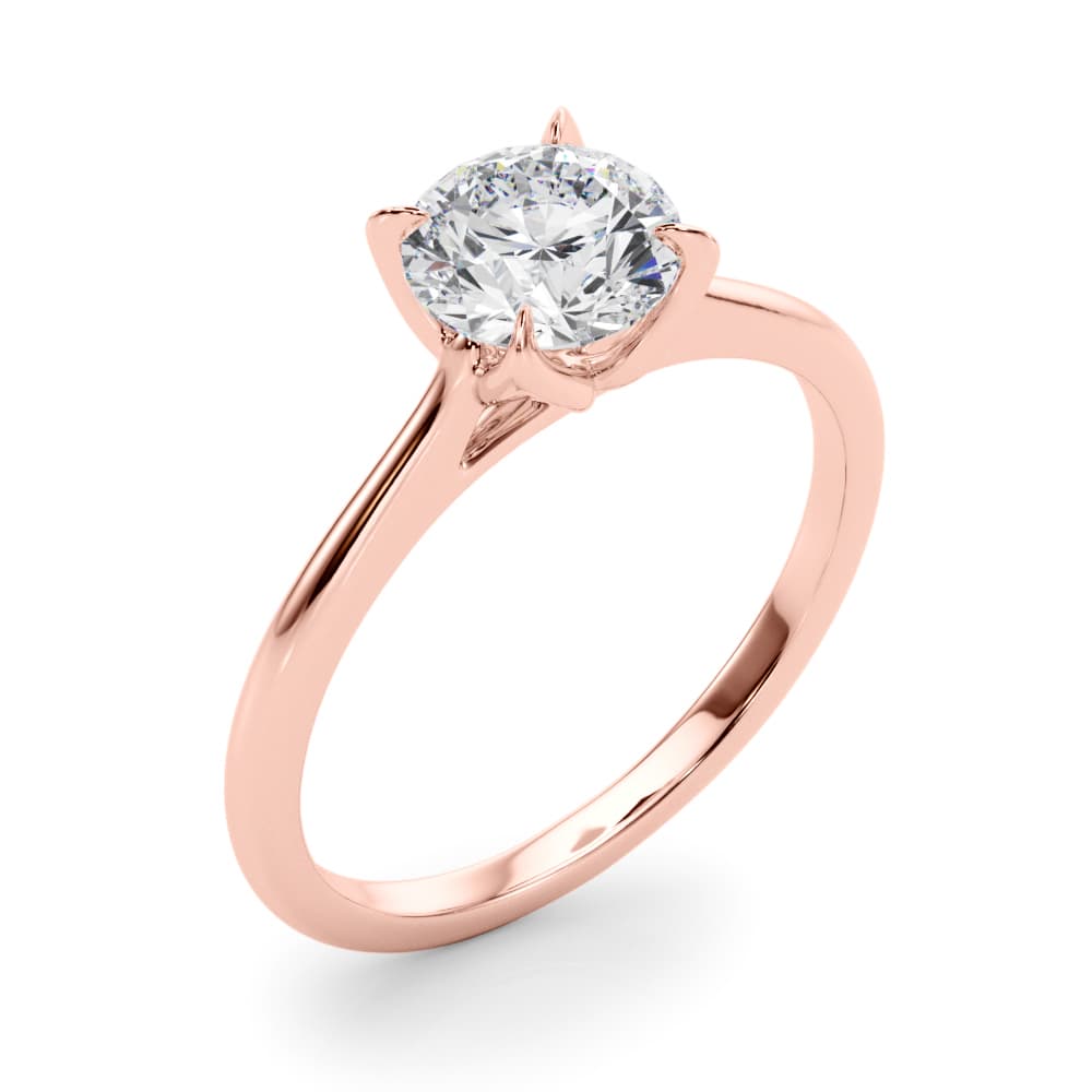 Solitaire Round Engagment, style 85333, Angle view in rose gold
