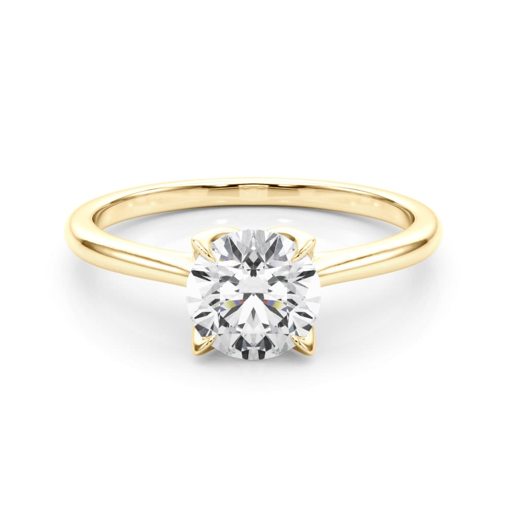 Solitaire Round Engagment, style 85333, On hand view in yellow gold