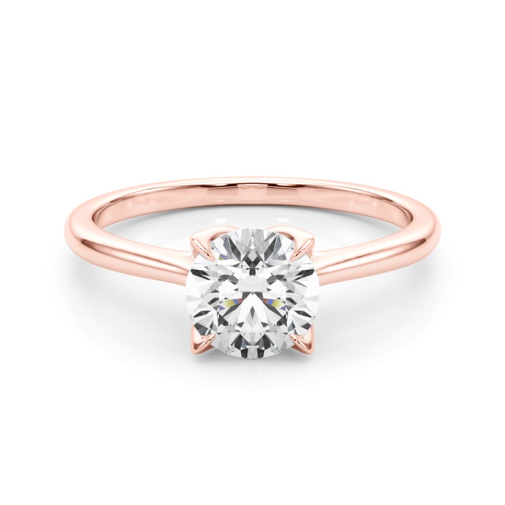 Solitaire Round Engagment, style 85333, On hand view in rose gold