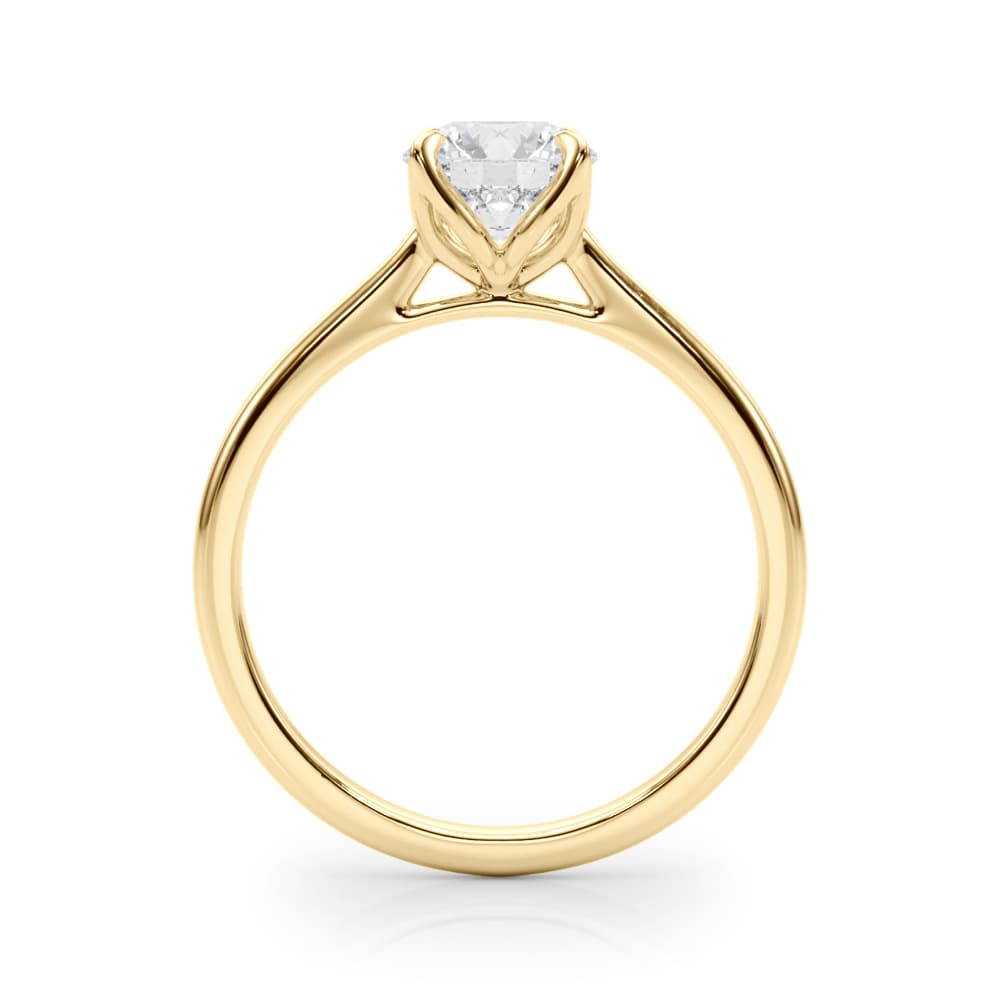 Solitaire Round Engagment, style 85333, Side view in yellow gold