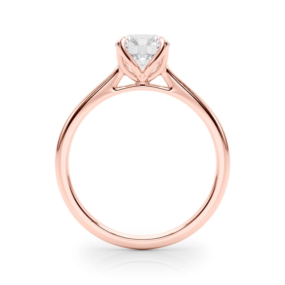 Solitaire Round Engagment, style 85333, Side view in rose gold