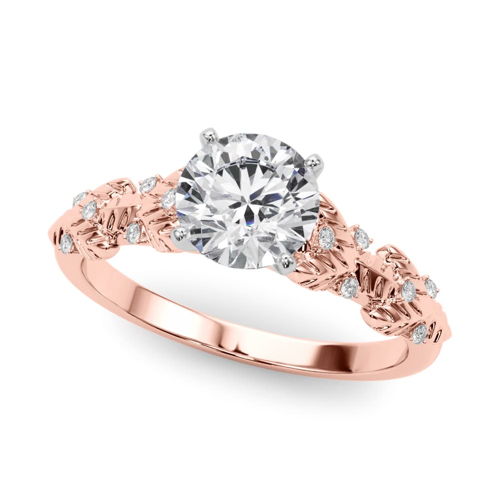 Nature Inspired Engagement Ring, style 85334, Front view in rose gold