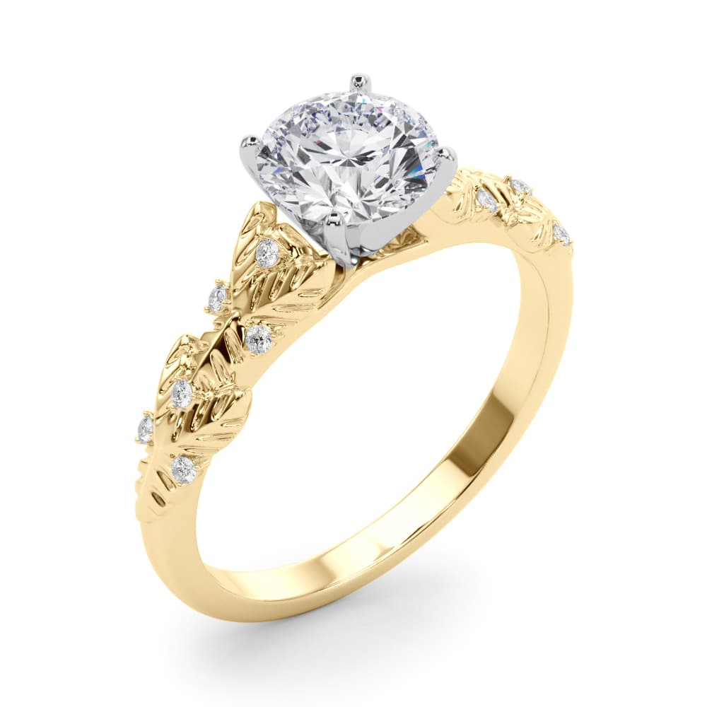 Nature Inspired Engagement Ring, style 85334, Angle view in yellow gold