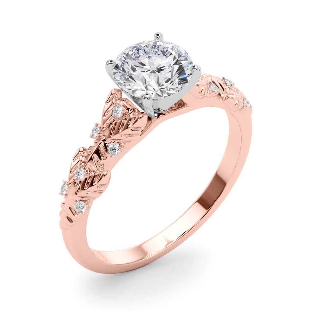 Nature Inspired Engagement Ring, style 85334, Angle view in rose gold