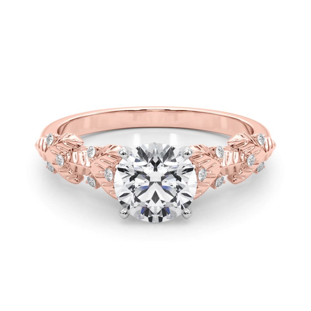 Nature Inspired Engagement Ring, style 85334, On hand view in rose gold