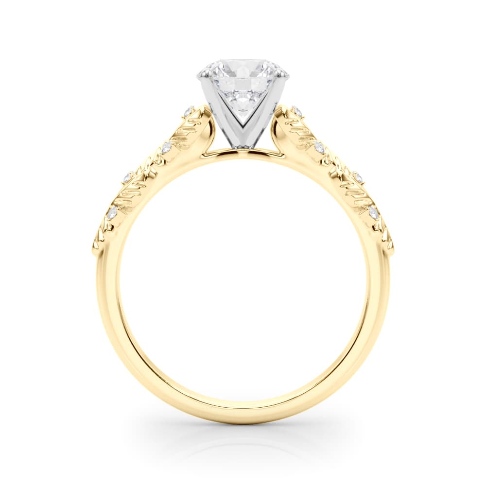 Nature Inspired Engagement Ring, style 85334, Side view in yellow gold