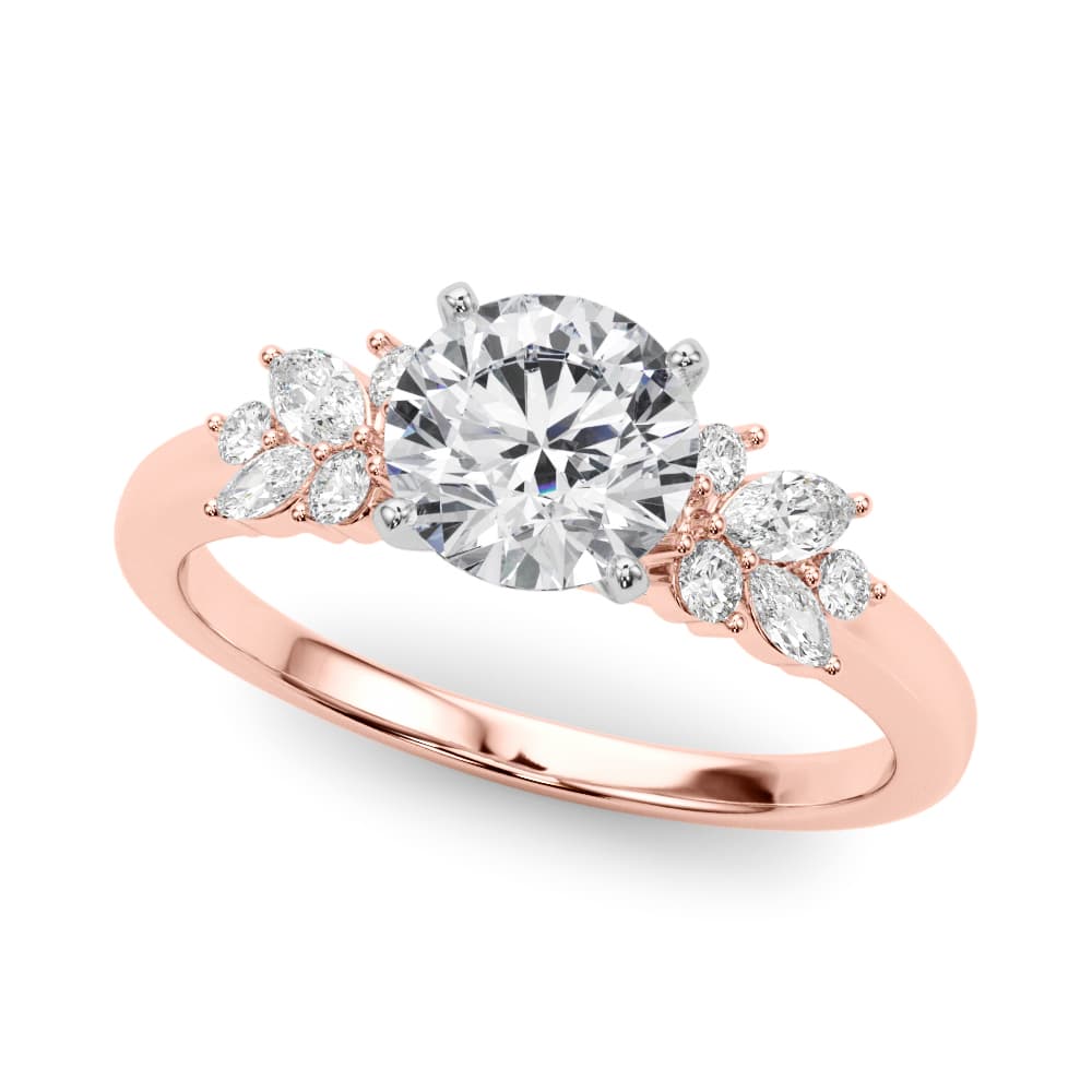 Scattered Diamond Cathedral Engagement Ring, style 85335, Front view in rose gold