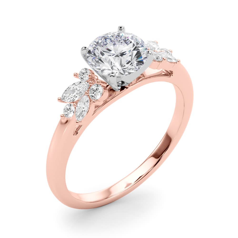 Scattered Diamond Cathedral Engagement Ring, style 85335, Angle view in rose gold