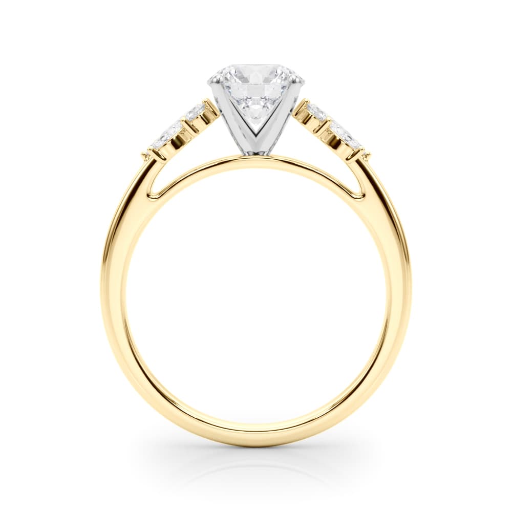 Scattered Diamond Cathedral Engagement Ring, style 85335, Side view in yellow gold