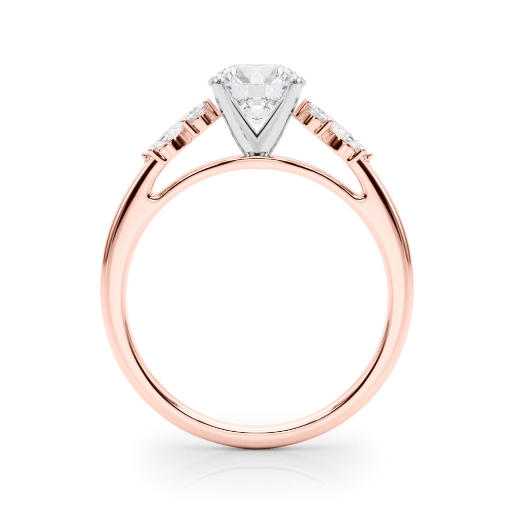Scattered Diamond Cathedral Engagement Ring, style 85335, Side view in rose gold