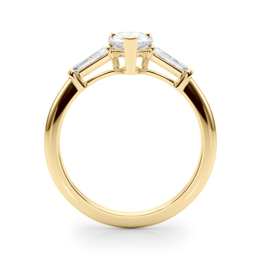 3-Stone Pear & Baguette Engagement Ring, style 85337, Side view in yellow gold