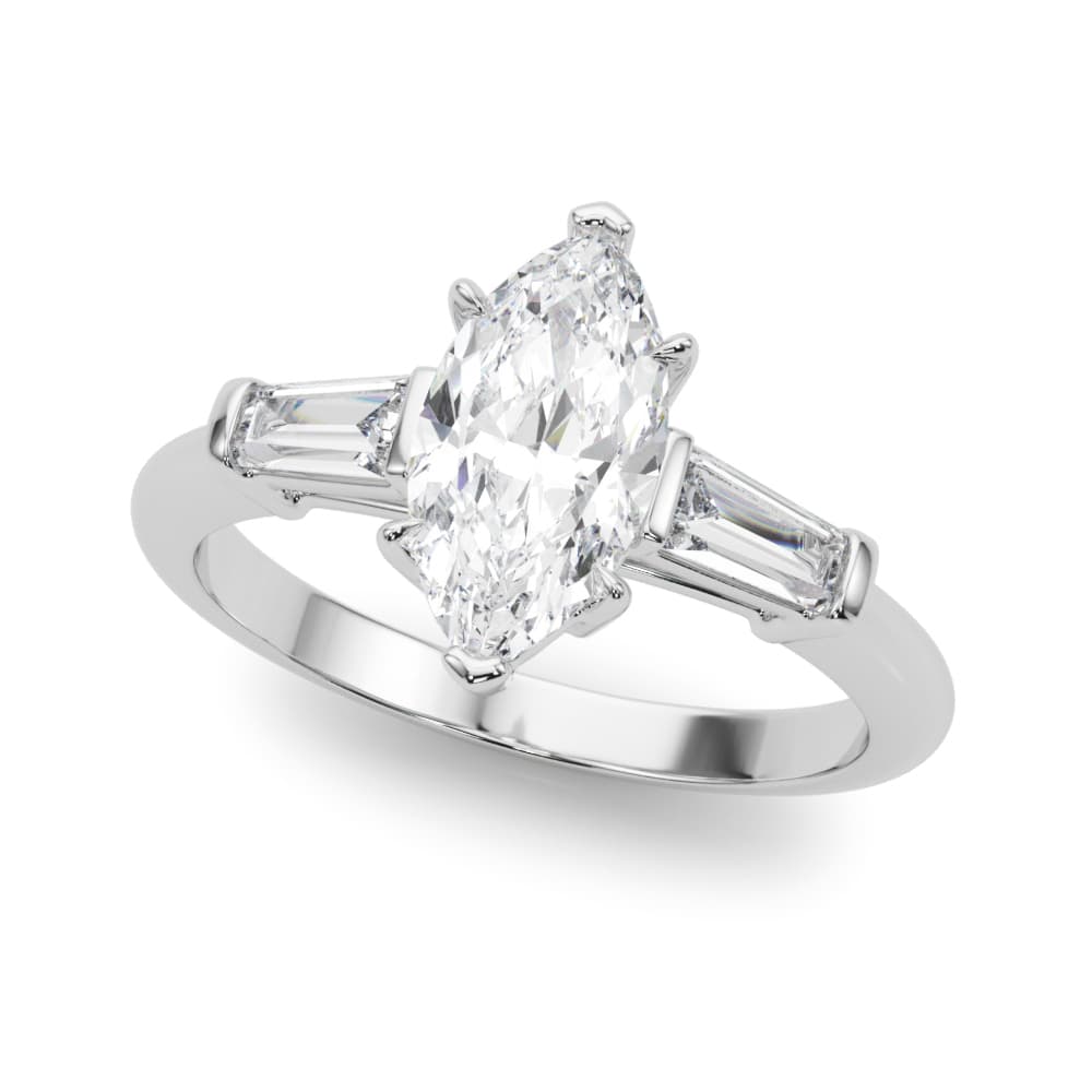 3 STONE RING MQ CTR TB SIDES — style 85339 in 10k White Gold