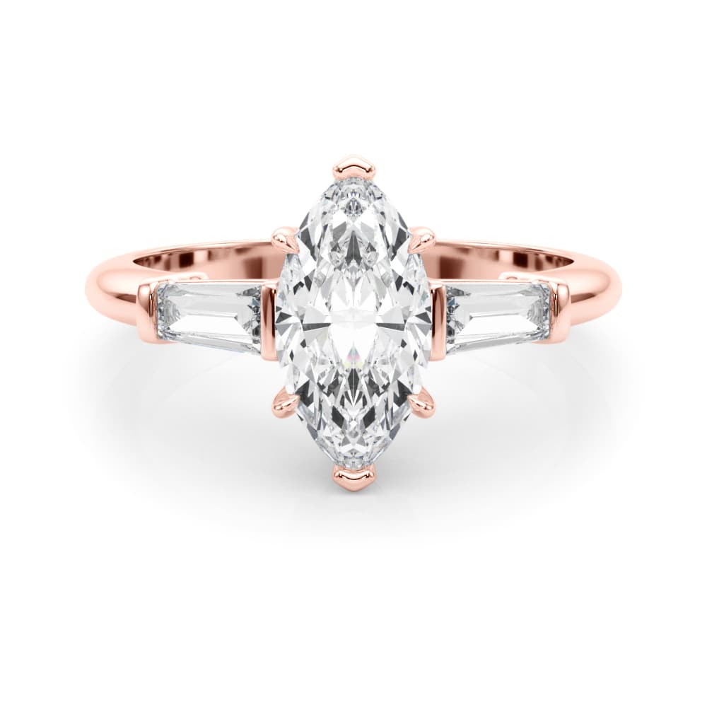 3 Stone Ring Mq ctr Tb Sides, style 85339, On hand view in rose gold