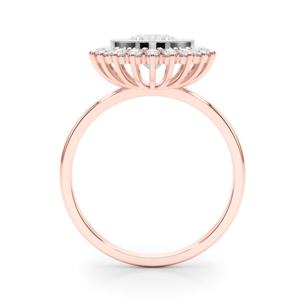 Vintage Halo Bezel Set Engagement Ring, style 85341, Side view in rose gold