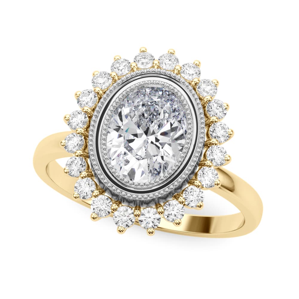 Engagement Ring Ov Center, style 85342, Front view in yellow gold